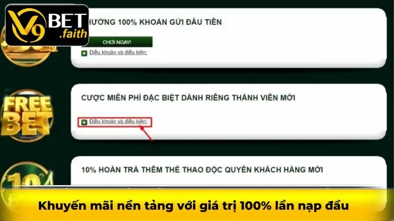 Khuyến Mãi V9bet - Cược Thả Ga Nhận Thưởng Cực Lớn 2 Khuyến mãi nền tảng với giá trị 100% lần nạp đầu